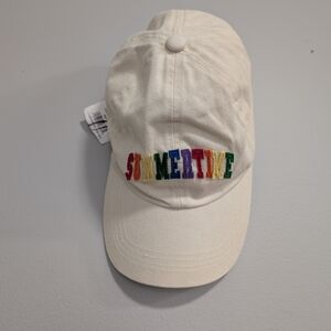 David and Young Cream Cap with Multicolor Summertime Embroidery